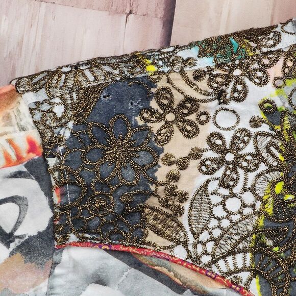 Robert Graham Limited Womens XL Sculpture Shirt Linen Blend Gold Emb Abstract‎ - Picture 12 of 14